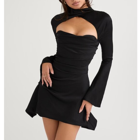 House of CB Toira Black Draped Corset Dress - Picture 6 of 6